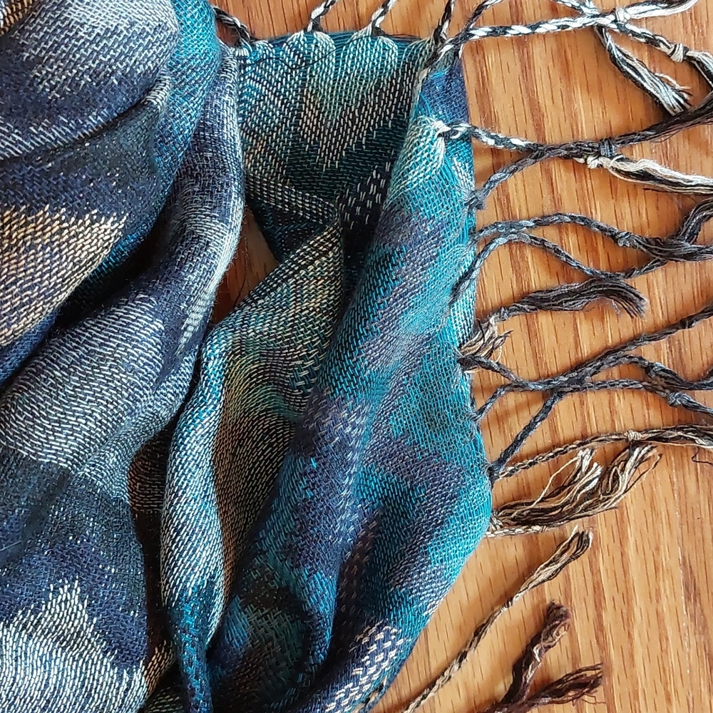 Oversized Scarf Wrap, Stormy Ocean Colors, 12" x 72", NWOT